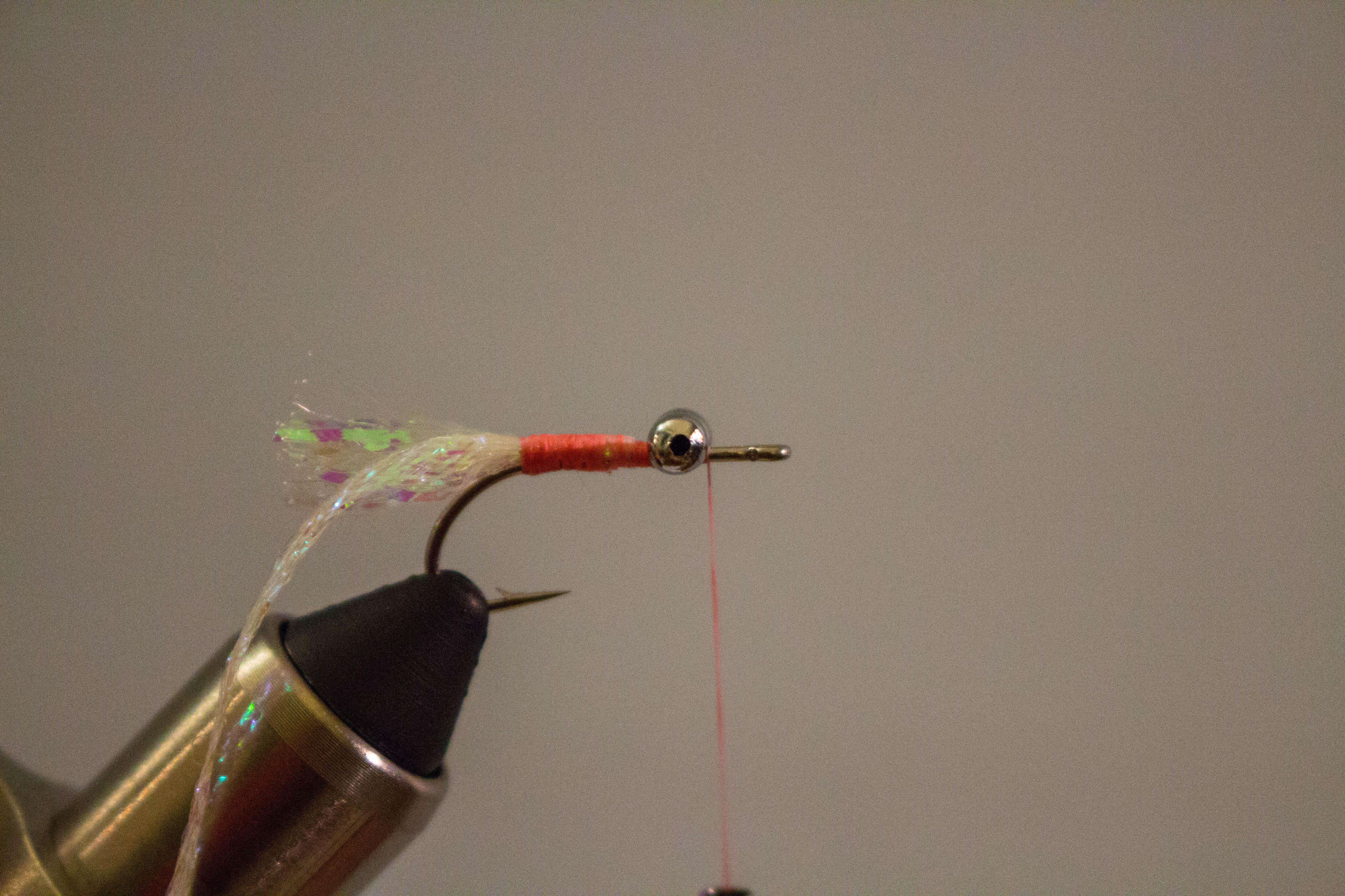 Gotcha - Step 4: Tie a pair of bead chain or dumbell eyes in at the front of…